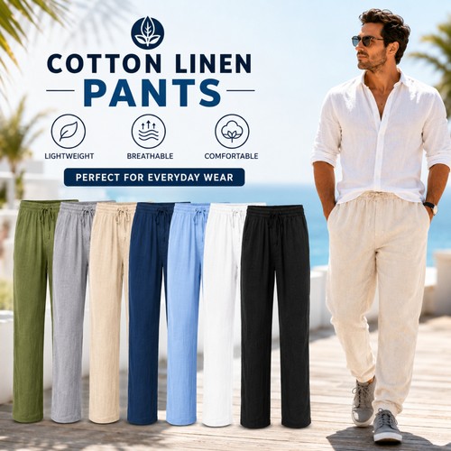 Mens cotton linen trousers - mens,