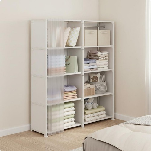 Shelving unit with curtain - unit,