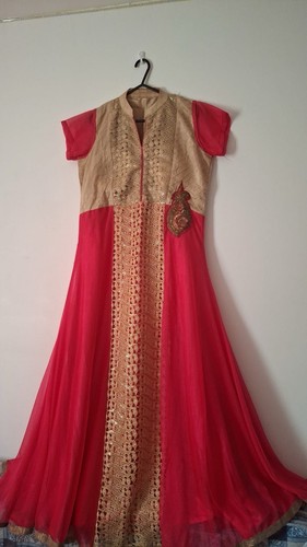 Pink colour long dress - colour,