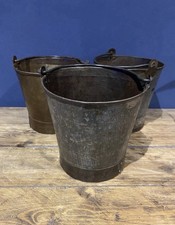 3 X Vintage Galvanised Buckets