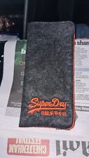SuperDry Glasses Pouch Wallet Black Grey Orange Fuzzy Case Cover Sunglasses NEW