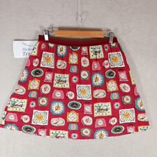 Cath Kidston Skirt Clocks Print Red Cotton Size S 8-10/12 Rare Print Womens