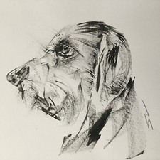 Original signed Ink Drawing Painting sketch of a Lurcher A4