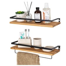 2Pcs Wooden Floating Shelves