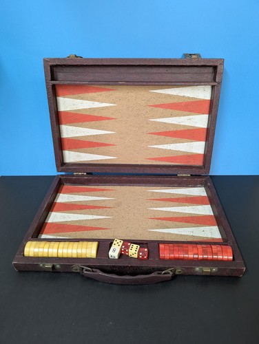 Vintage backgammon set wood - vintage,