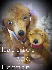 Two Antique Daschunds Possibly Steiff, Pals For Teddy Bear, 🐶Harriet X Herman🐕