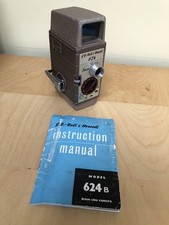 Bell And Howell 624b 8 MM Cine Camera In Leather Case With Instructions / Works