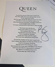 SIGNED BRIAN MAY TOO MUCH WILL KILL YOU LYRIC CARD QUEEN CHARITY AUCTION