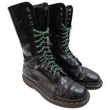 Dr Martens Womens 14 Eyelet Black Leather High Lace Up Punk Boots UK 6 EU 39 US8
