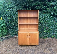 VINTAGE ERCOL HIGH SIDEBOARD BOOKCASE DISPLAY CABINE IN ELM