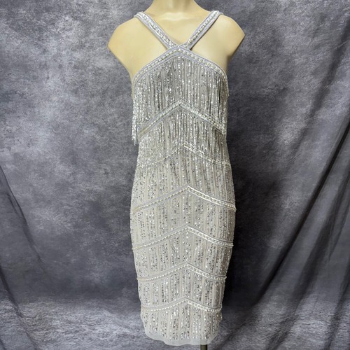 Adrianna papell silver beaded - adrianna,