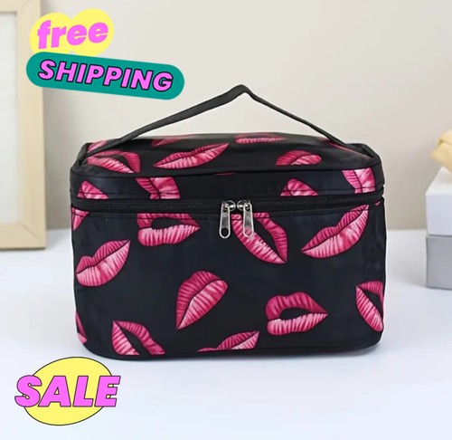 Makeup bag lip print - print, travel