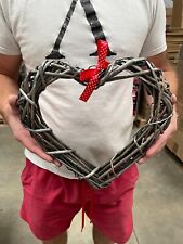 30cm Grey Wash Wicker Heart Wreath Garland