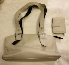 Joshua Taylor Cream And Black Leather Handbag With Matching Purse 
