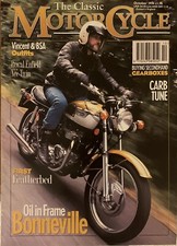 CLASSIC MOTORCYCLE. Oct 94.Vincent Rapide Featherbed Dominator A10 Golden Flash