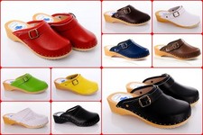 Genuine Leather Hand Made Clogs Healthy & Comfortable Wooden Sole Shoes D4
