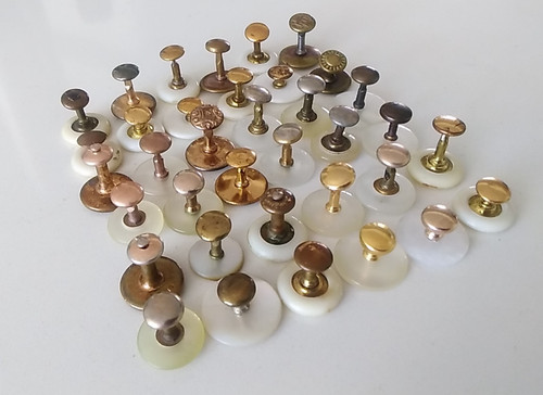 Antique vintage collar studs - &,