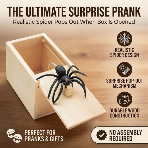 Spider box prank wooden - in, a