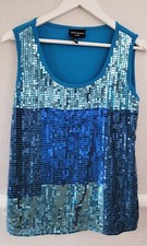 Antthony studio Blue colour  half sequins sleveless top UK Small  36 inches 