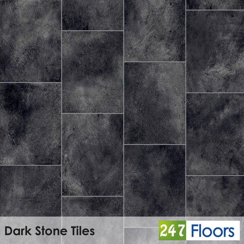 Dark slate modern tiles vinyl - modern,