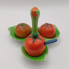 Carlton Ware Tomato Cruet Set Rd N0 716032 Salt Pepper Mustard On Stand