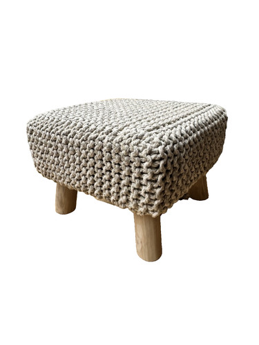 Cream fabric footstool ottoman - cream,