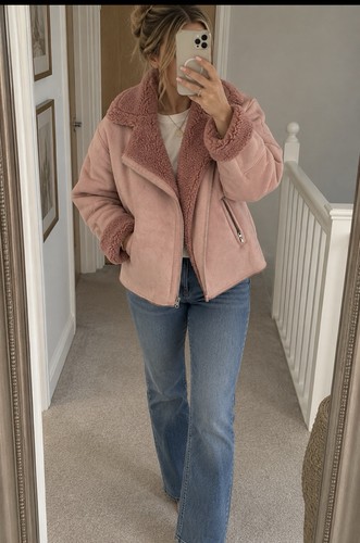 Zara pink sheepskin jacket - sheepskin,