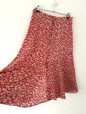 Zara Skirt Women's Floral Buttoned Front Split Ditsy Midi Lightweight Size L