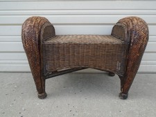 Wicker Vanity Stool Ottoman