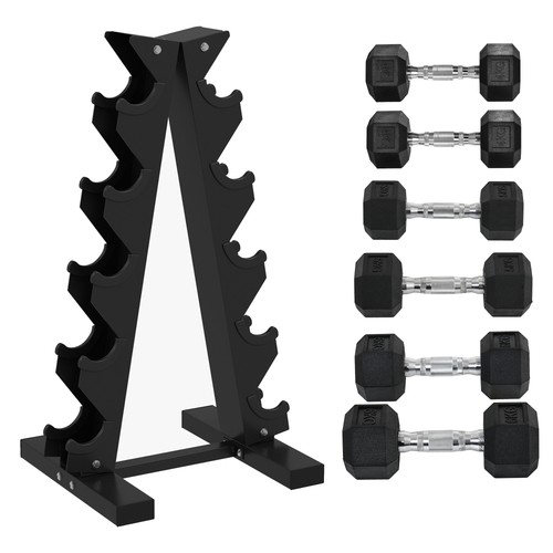 Tier dumbbell rack - &, rubber