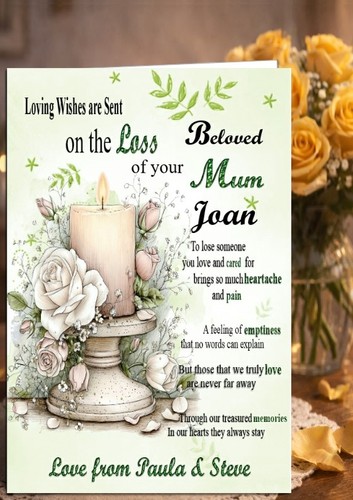 Personalised bereavement card - personalised,