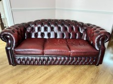 Traditionally Made Leather Chesterfield Sofa Set 3+2+1 In Oxblood Red