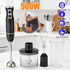 500W Electric Hand Blender Set, 4 in 1 Food Processor Mixer Whisk & Chopper Bowl