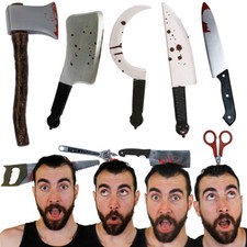 BLOODY HALLOWEEN WEAPON FOAM KNIFE SICKLE AXE ACCESSORY PROP FANCY DRESS