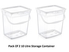 Pack Of 2 10 Litre Clear Plastic Container Detergent Washing Powder Storage Box