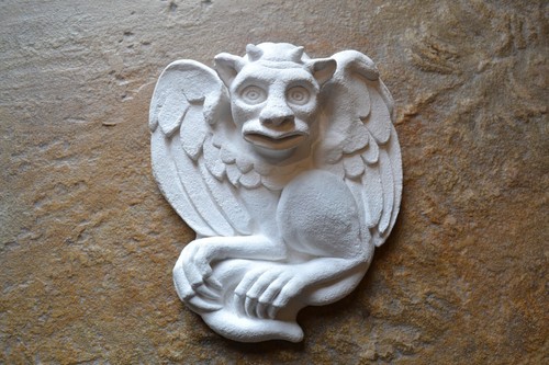 Gargoyle plaster relief h23cm - plaster,