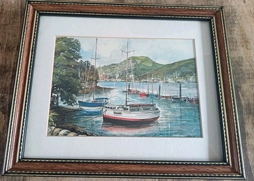 Watercolour boats harbour - watercolour,