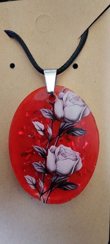 Handmade red resin - handmade, floral