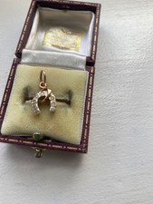 Antique gold and 8 small diamond horseshoe pendant/ charm