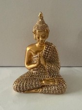 Aura Golden Meditating Buddha Resin mini Figure Gold Finish Design Home Decor