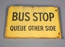 Antique Enamel Bus Stop Sign
