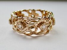 14ct Gold Stuart Devlin Diamond Welsh Daffodil Rose Gold Band Thumb Ring  Q 1/2