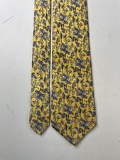 Alain Figaret Paris Luxury Silk Tie Yellow Blue Monkeys Parrots Toucans Cheetahs