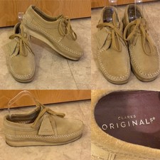 CLARKS ORIGINALS Natural Suede WALLABEE Lace Up Shoes UK 3.5 EU 36 Crepe Soles