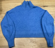 H&M Sky Gorgeous Blue Mohair /Wool Blend Jumper Oversized UK 10 P2P 26”