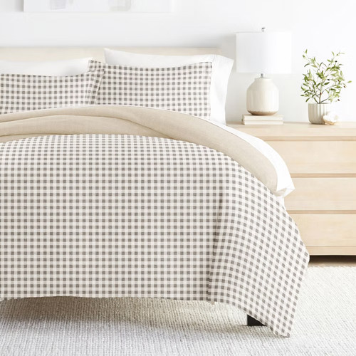 Gingham check 3pc duvet cover - check,