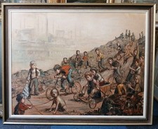 Very Large Barry Leighton-Jones Original Oil Painting ''Urchins Down Hill Race'