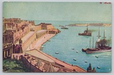 Postcard Valletta Malta Harbor