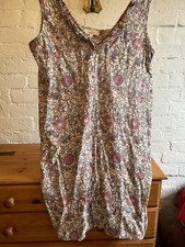 Next Morris & Co Floral Linen Mix Sleeveless Smock Dress With Pockets Size 16