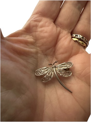 925 silver filigree dragonfly - silver,